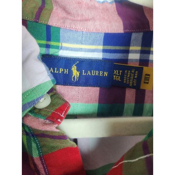 Ralph Lauren Mens Button Down Shirt sz XLT  plaid preppy Academia flesh pony - Picture 4 of 9